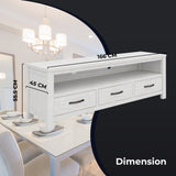 NNEDSZ Foxglove ETU Entertainment TV Unit 166cm 3 Drawer Solid Mt Ash Wood - White