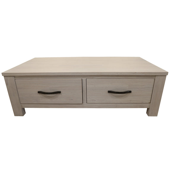 NNEDSZ Foxglove Coffee Table 127cm 2 Drawer Solid Mt Ash Timber Wood - White