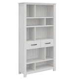NNEDSZ Foxglove Bookshelf Bookcase 5 Tier 2 Drawers Solid Mt Ash Timber Wood - White