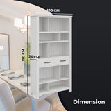 NNEDSZ Foxglove Bookshelf Bookcase 5 Tier 2 Drawers Solid Mt Ash Timber Wood - White