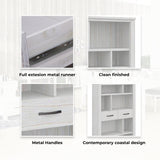 NNEDSZ Foxglove Bookshelf Bookcase 5 Tier 2 Drawers Solid Mt Ash Timber Wood - White