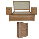 NNEDSZ Jade 4pc King Bed Bedside Tallboy Bedroom Suite Furniture Package - Natural