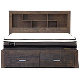 NNEDSZ Catmint Bed Frame Queen Size Wood Mattress Base With Storage Drawers Grey Stone