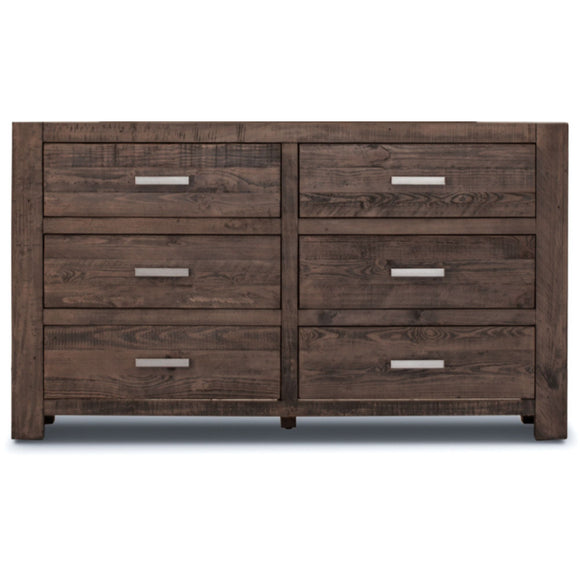 NNEDSZ Catmint Dresser 6 Chest of Drawers Solid Pine Wood Storage Cabinet - Grey Stone
