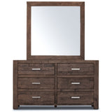 NNEDSZ Catmint Dresser Mirror 6 Chest of Drawers Tallboy Storage Cabinet - Grey Stone
