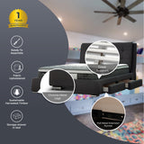 NNEDSZ Kiama Queen Size Bed Frame Timber Mattress Base With Storage Drawers - Grey