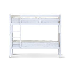 NNEDSZ Zinnia Single Bunk Bed Frame Solid Rubber Timber Wood Loft Furniture - White