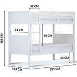 NNEDSZ Zinnia Single Bunk Bed Frame Solid Rubber Timber Wood Loft Furniture - White
