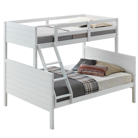NNEDSZ Zinnia Single Double Bunk Bed Frame Rubber Timber Wood Loft Furniture - White