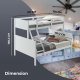 NNEDSZ Zinnia Single Double Bunk Bed Frame Rubber Timber Wood Loft Furniture - White