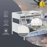 NNEDSZ Zinnia Single Double Bunk Bed Frame Rubber Timber Wood Loft Furniture - White