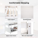 NNEDSZ Zinnia Single Double Bunk Bed Frame Rubber Timber Wood Loft Furniture - White