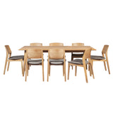NNEDSZ Emilio 9pc 210cm Dining Table Set Fabric Chair Solid Ash Wood Oak