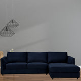 NNEDSZ Kennedi 2 Seater Velvet Fabric Corner Sofa Lounge RHF Chaise - Navy