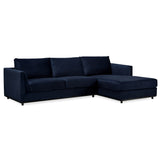 NNEDSZ Kennedi 2 Seater Velvet Fabric Corner Sofa Lounge RHF Chaise - Navy