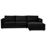 NNEDSZ Kennedi 2 Seater Velvet Fabric Corner Sofa Lounge RHF Chaise - Black