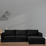 NNEDSZ Kennedi 2 Seater Velvet Fabric Corner Sofa Lounge RHF Chaise - Black