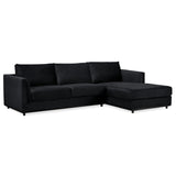 NNEDSZ Kennedi 2 Seater Velvet Fabric Corner Sofa Lounge RHF Chaise - Black