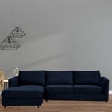 NNEDSZ Kennedi 2 Seater Velvet Fabric Corner Sofa Lounge LHF Chaise - Navy