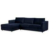 NNEDSZ Kennedi 2 Seater Velvet Fabric Corner Sofa Lounge LHF Chaise - Navy