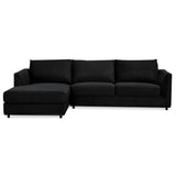 NNEDSZ Kennedi 2 Seater Velvet Fabric Corner Sofa Lounge LHF Chaise - Black