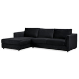 NNEDSZ Kennedi 2 Seater Velvet Fabric Corner Sofa Lounge LHF Chaise - Black