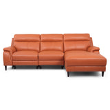 NNEDSZ Ella  3 Seater Genuine Leather Sofa Lounge Electric Powered Recliner RHF Chaise Tan