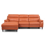 NNEDSZ Ella  3 Seater Genuine Leather Sofa Lounge Electric Powered Recliner LHF Chaise Tan