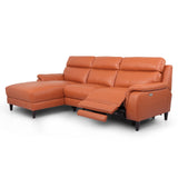 NNEDSZ Ella  3 Seater Genuine Leather Sofa Lounge Electric Powered Recliner LHF Chaise Tan