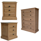 NNEDSZ Jade Set of 2 Bedside 5 Drawer Tallboy Bedroom Furniture Package Set - Natural