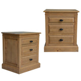NNEDSZ Jade Set of 2 Bedside Table 3 Drawers Storage Cabinet Nightstand - Natural