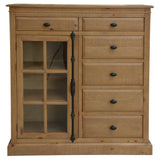 NNEDSZ Jade Tallboy 6 Chest of Drawers 1 Door Bed Storage Cabinet Stand - Natural