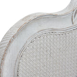 NNEDSZ Alice King Size Bed Frame Rattan Timber Wood Mattress Base Distressed White