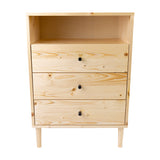 NNEDSZ Jamie Tallboy 3 Chest of Drawers Solid Pine Wood Bed Storage Cabinet - Natural