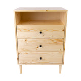 NNEDSZ Jamie Tallboy 3 Chest of Drawers Solid Pine Wood Bed Storage Cabinet - Natural