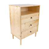 NNEDSZ Jamie Tallboy 3 Chest of Drawers Solid Pine Wood Bed Storage Cabinet - Natural