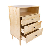 NNEDSZ Jamie Tallboy 3 Chest of Drawers Solid Pine Wood Bed Storage Cabinet - Natural