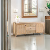 NNEDSZ Woodland 180cm Buffet Table Cabinet Timber Wood 3 Drawer 2 Door Natural