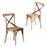 NNEDSZ Woodland 2pc Set Dining Chair X-Back Birch Timber Wood Woven Seat Natural