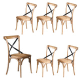 NNEDSZ Woodland 6pc Set Dining Chair X-Back Birch Timber Wood Woven Seat Natural
