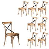 NNEDSZ Woodland 8pc Set Dining Chair X-Back Birch Timber Wood Woven Seat Natural