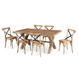 NNEDSZ Woodland 8pc Set Dining Chair X-Back Birch Timber Wood Woven Seat Natural