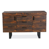 NNEDSZ Rustica 150cm Buffet Table Cabinet Solid Pine Wood 3 Drawer 2 Door Black