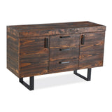 NNEDSZ Rustica 150cm Buffet Table Cabinet Solid Pine Wood 3 Drawer 2 Door Black