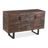 NNEDSZ Rustica 150cm Buffet Table Cabinet Solid Pine Wood 3 Drawer 2 Door Black