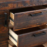 NNEDSZ Rustica 150cm Buffet Table Cabinet Solid Pine Wood 3 Drawer 2 Door Black