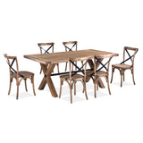 NNEDSZ Woodland 7pc Set Dining Set 190cm Table Timber Wood 6 X-Back Chair Natural