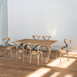 NNEDSZ Woodland 7pc Set Dining Set 190cm Table Timber Wood 6 X-Back Chair Natural