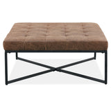 NNEDSZ Fabric Square Ottoman Footstool Bench Dark Brown