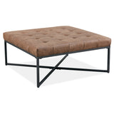 NNEDSZ Fabric Square Ottoman Footstool Bench Dark Brown